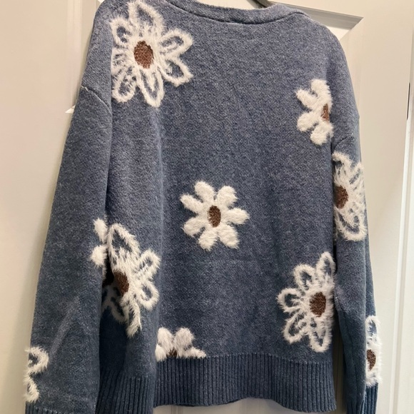 Bibifish floral print soft fuzzy knit button up cardigan sweater - Picture 11 of 16